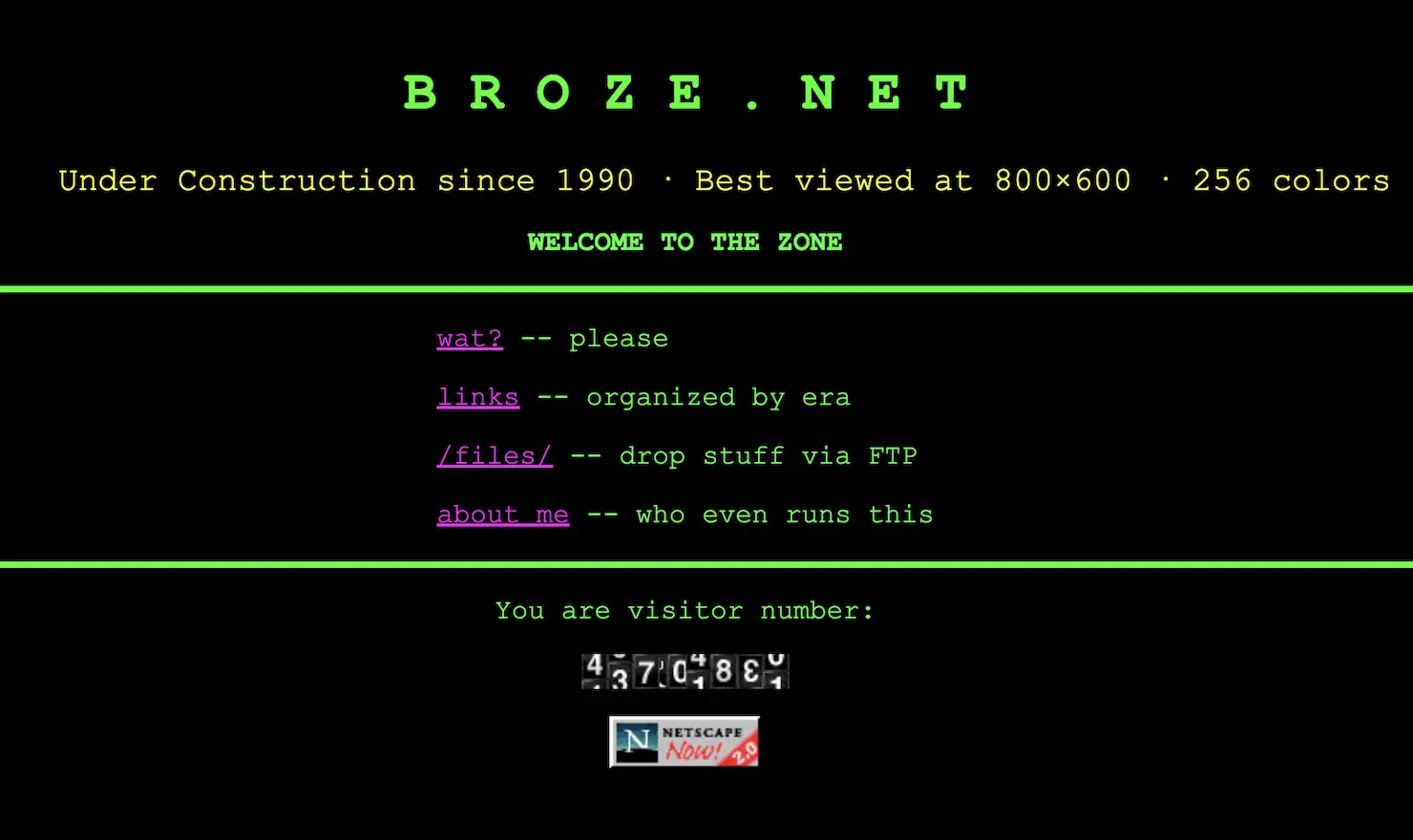 An image of a version of BROZE.NET deployed in production.