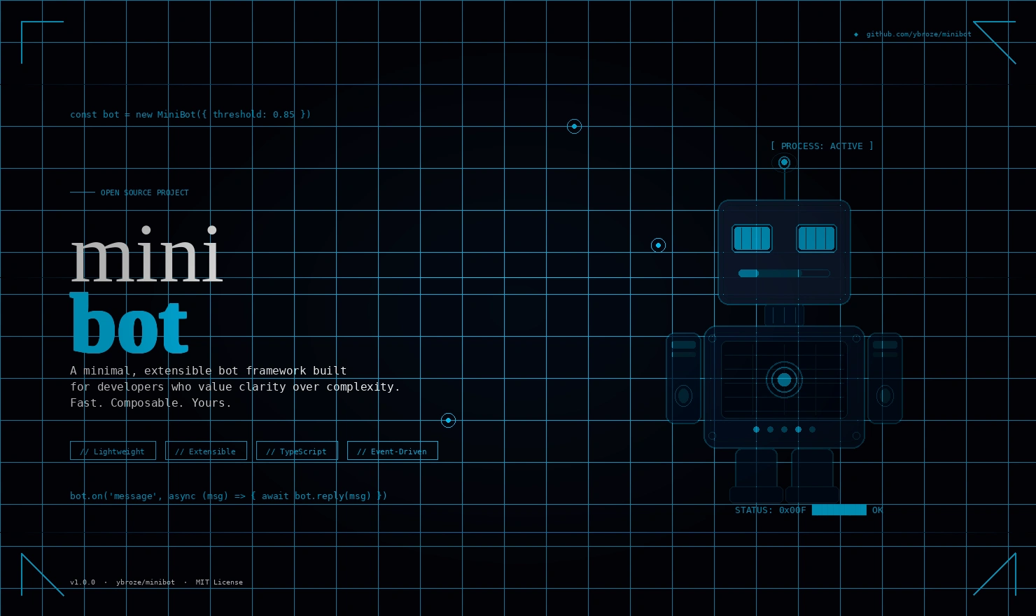 A terminal-style hero image for the Minibot project.