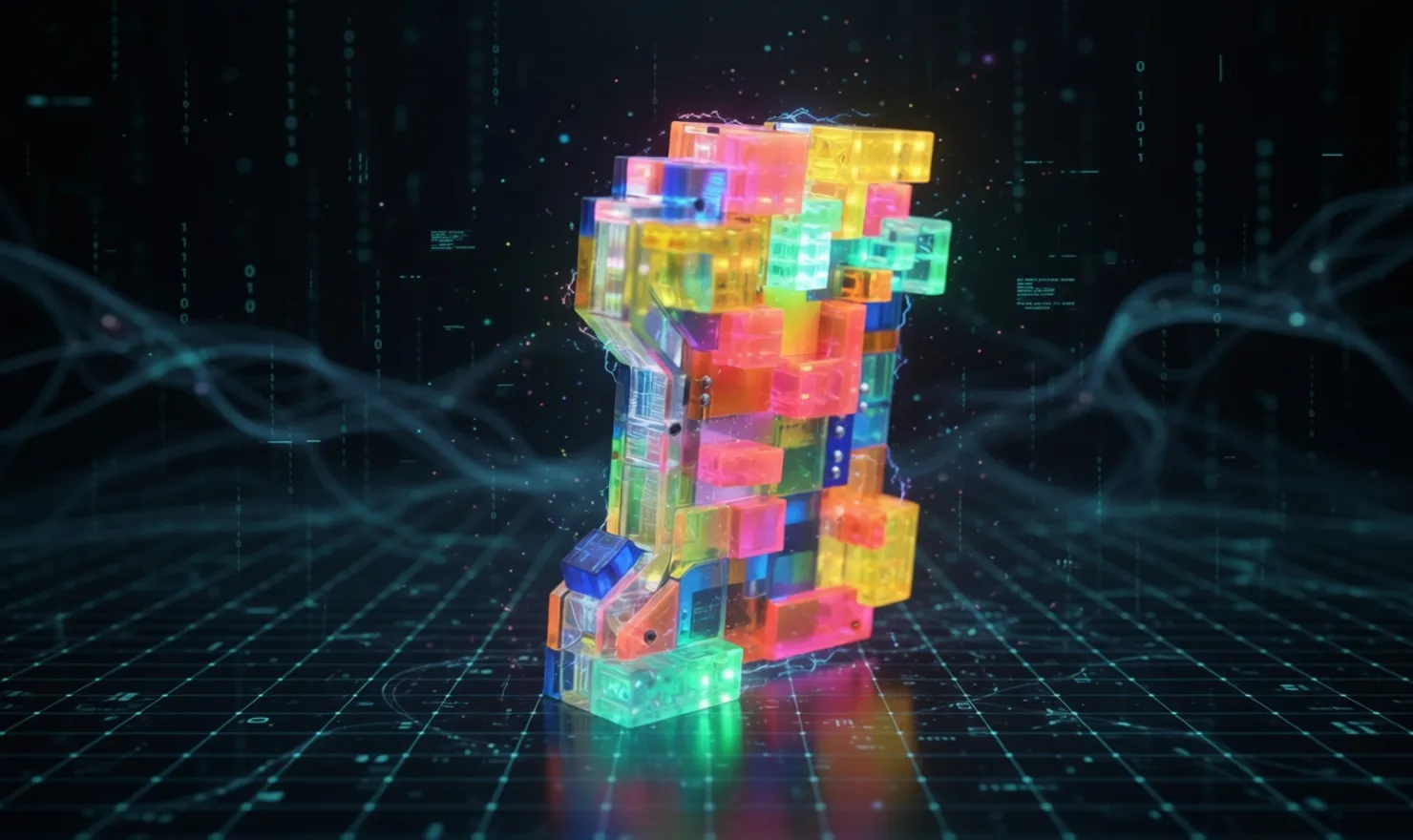 Ziggy, a colorful translucent block figure — the avatar of the AI executive assistant.